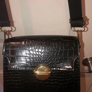 Black leather crossbody purse